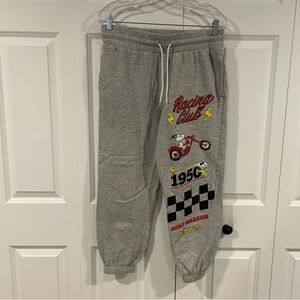 Peanuts Graphic Jogger Pants Size Large Snoopy and Woodstock Embroidered Novelty
